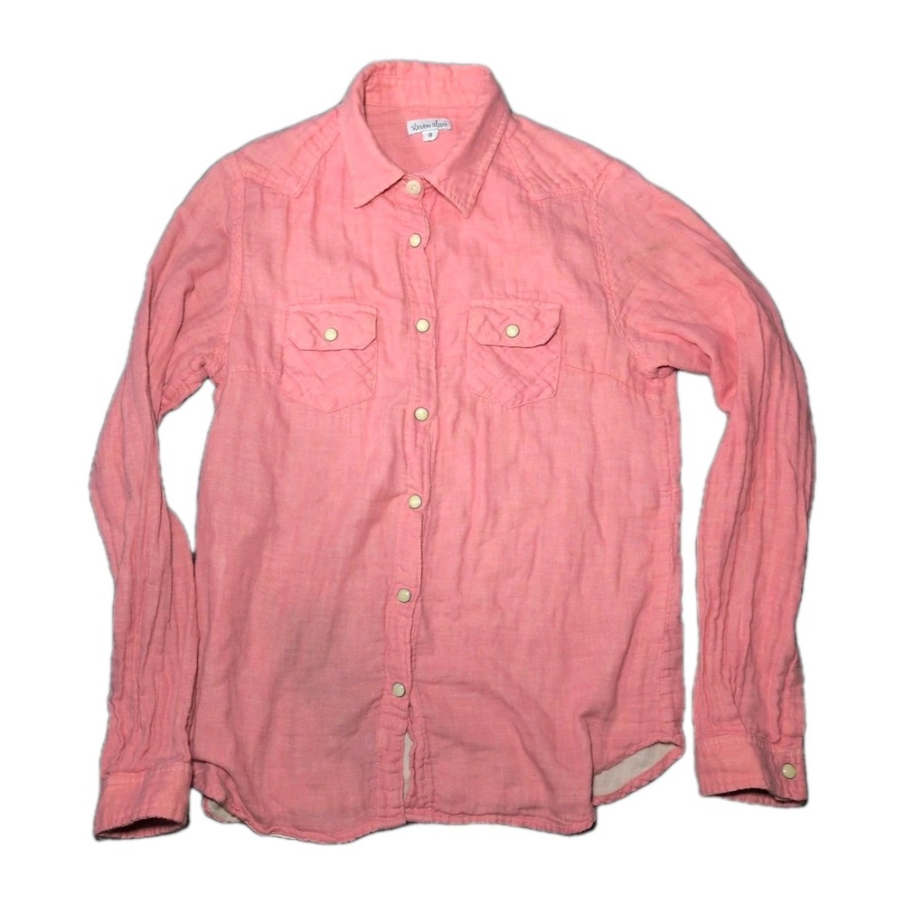 Steven Alan Pearl Snap Pink Shirt Cotton Long Sleeve Button-Up USA S Small